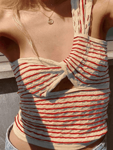 Gestricktes Tanktop mit Streifen und One-Shoulder-Träger